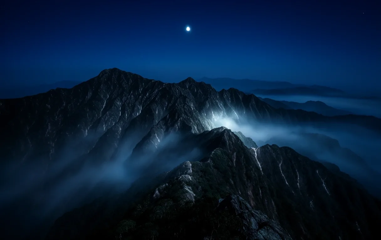 月光下的山脊